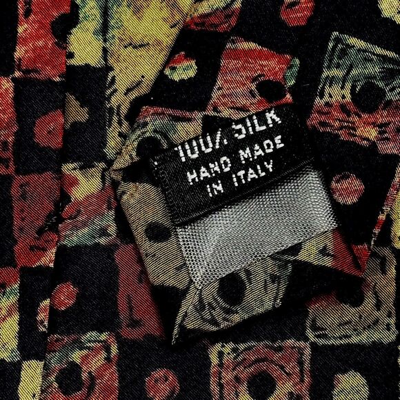 Geoffrey Beene Vintage 90s Abstract Geometric Tie 100% Silk Italy Modern Necktie - Picture 5 of 5